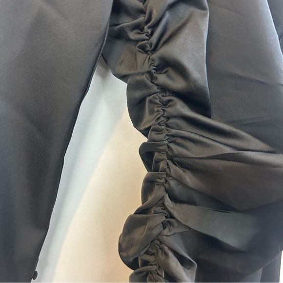 NWT Lulu's Happy Hour Chic Black Satin Ruched One-Shoulder Mini Dress Size XS - Picture 8 of 14